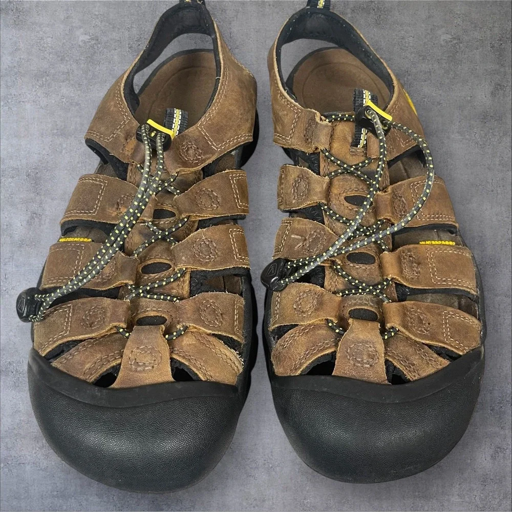 KEEN Newport Closed Toe Bison Brown Leather Sandals Shoes  Mens 12 Waterproof